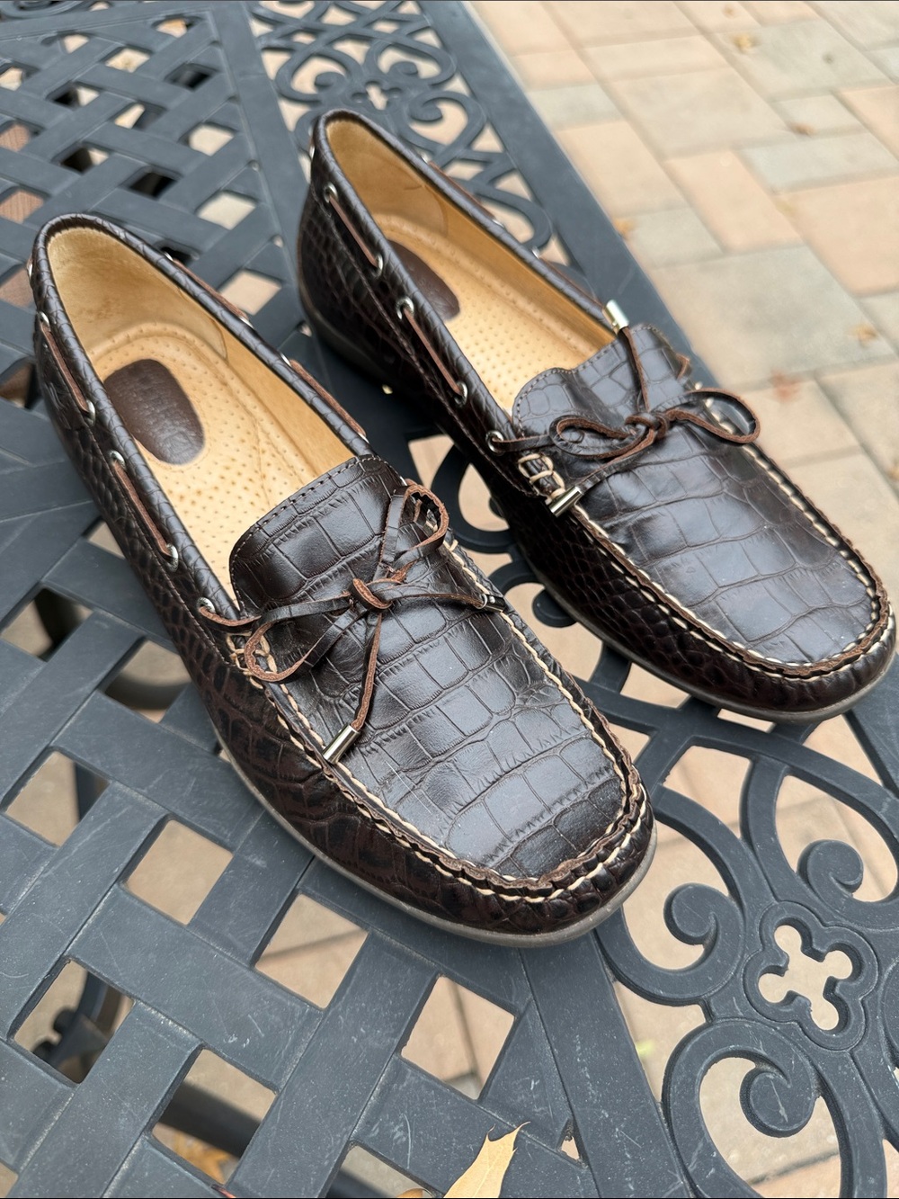 Sperry Classic Brown Croc-Embossed Driving Loafers